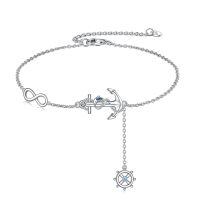 wholesale 925 Sterling Silver Infinity Anchor Bracelet Wholesale With Blue Crystal Pendant-Anchor