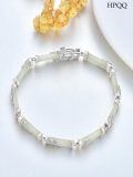 wholesale 925 Sterling Silver Green Jade Link Bracelet Wholesale With Intricate Clasp Design-0-15