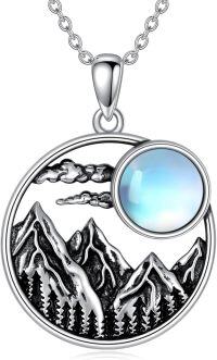 wholesale 925 Sterling Silver Moonstone Mountain Necklace – Nature-Inspired Jewelry Gift for Women-moonstone