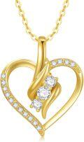 wholesale 14K Gold Moissanite Dainty Open Heart Pendant Necklace, Infinity Love Jewelry Gift for Her-0-0