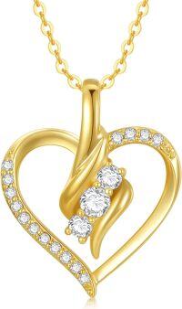 wholesale 14K Gold Moissanite Dainty Open Heart Pendant Necklace, Infinity Love Jewelry Gift for Her-Style-4