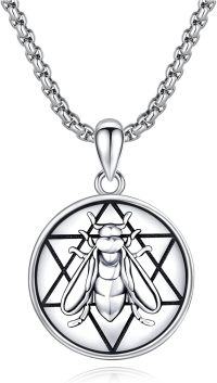wholesale 925 Sterling Silver Bee Pentagram Pendant Necklace for Men & Women-M01-Star-M01-Star