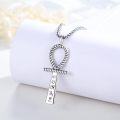 wholesale 925 Sterling Silver Twisted Rope Design Ankh Pendant Necklaces with Hieroglyphics and Eye of Horus Symbol for Men & Women - Ancient Egypt Style -0-1