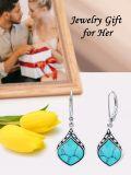 wholesale Sterling Silver Natural Gemstone Vintage Irish Celtic Teardrop Dangle Earrings-0-21