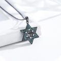 wholesale 925 Sterling Silver Star Of David Necklace Black Gold Plated Turquoise Inlay Chai Pendant-0-2