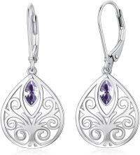 wholesale Wholesale 925 Sterling Silver 12 Birthstones Filigree Teardrop Leverback Drop Earrings for Women -June
