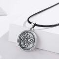 wholesale 925 Sterling Silver Wolf Locket Necklace with Picture Holder Vintage Oxidized Viking Celtic Pendant s for Men Women-0-2