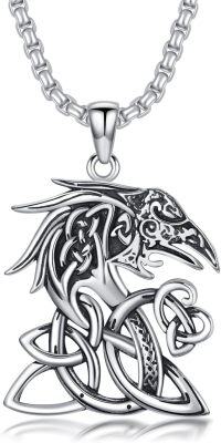 wholesale Sterling Silver Celtic Knot Necklace with Animals Pendant Jewelry for Men Women-Celtic Raven