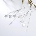 wholesale 925 Sterling Silver Threader Earrings with Heart Charms and Tiny Cubes Dangle Drop Chain s for Women-0-1