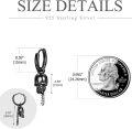 wholesale 925 Sterling Silver Skull Chain Drop Earrings for Men Women Gothic Jewelry 2 Long-0-3