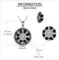 wholesale 925 Sterling Silver Viking Compass Vegvisir Rune Pendant Necklace for Women and Moms-0-3