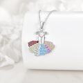 wholesale 925 Sterling Silver Rainbow Crystal Ballerina Pendant Necklace for Women Girls Gifts-0-3