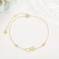 wholesale 14K Gold Diamond Heart & Paw Print Charm Bracelet for Women Girls-0-2