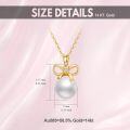 wholesale 14K Gold Bow Tie Design White Freshwater Pearl Pendant Necklace for Women-0-4