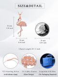 wholesale 925 Sterling Silver Plated Rose Gold Flamingo Crystal Pendant Necklace for Women Girls  45cm Chain Length-0-5