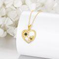 wholesale 14K Gold Honeybee Heart Flower Diamond Pendant Necklace for Women's Gifts-0-4