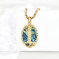 wholesale Gold 925 Sterling Silver Oval Pendant with Abalone Shell and Gold Plated Statue of Santa Sebasti¨¢n Protect Us - Religious Medal  for Men-0-3