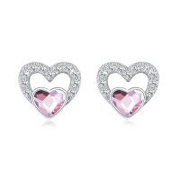 wholesale 925 Sterling Silver Pink Heart Earrings-October