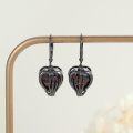wholesale 925 Sterling Silver Heart-Shaped Red Stone Drop Earrings Gothic Style s for Women-0-1