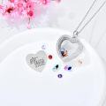 wholesale S925 Sterling Silver & Birthstones Heart Mother Floating Locket Necklace Gift for Mom-0-2