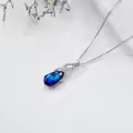 TOUPOP Sterling Silver Blue Crystal Teardrop Infinity Pendant Necklace-0-3