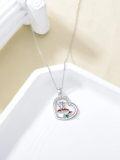 wholesale 925 Sterling Silver Frog on Mushroom Heart-Shaped Pendant Necklace for Women and Girls-0-4