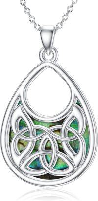 wholesale 925 Sterling Silver Labradorite Triquetra Teardrop Pendant Necklace for Women-Abalone