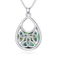 wholesale 925 Sterling Silver Labradorite Triquetra Teardrop Pendant Necklace for Women-Abalone