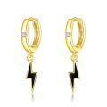 wholesale 14K Gold Lightning Bolt Dangle Hoop Earrings for Women-0-0