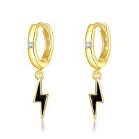wholesale 14K Gold Lightning Bolt Dangle Hoop Earrings for Women-Lightning Bolt