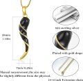 wholesale Gold Plated 925 Sterling Silver Black Onyx Twisted Horn Necklace for Women and Men-0-5
