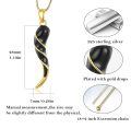 wholesale Gold Plated 925 Sterling Silver Black Onyx Twisted Horn Necklace for Women and Men-0-5