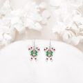 wholesale 925 Sterling Silver Red & White Striped Candy Cane Bow Dangle Earrings for Women-0-2