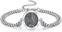 wholesale 925 Sterling Silver Saint Luke Medal Charm Bracelet with Cross and Snake Design for Men Women (Adjustable)-Saint Luke