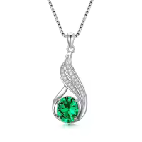 wholesale 925 Sterling Silver Gemstone Birthstone Infinity Pendant Necklace-emerald zirconia