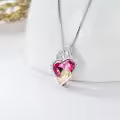 TOUPOP Sterling Silver Crystal Heart Family Necklace For Women-0-4