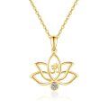 wholesale 14k Gold Lotus Pendant With Lab Diamond And Om Symbol Necklace-0-0