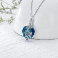wholesale 925 Sterling Silver Heart Shaped Blue Crystal Butterfly & Hummingbird Cremation Jewelry Keepsake Urn Necklace with Funnel and Fill Tool-0-1