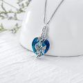 wholesale 925 Sterling Silver Heart Shaped Blue Crystal Butterfly & Hummingbird Cremation Jewelry Keepsake Urn Necklace with Funnel and Fill Tool-0-1