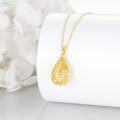 wholesale 14K Gold Tear Drop Pendant with Swirls and Chain - Elegant Women's Fashion-0-5