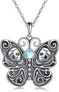 wholesale 925 Sterling Silver Skull & Moonstone Butterfly Pendant Necklace for Women-butterfly-2