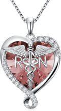 wholesale Sterling Silver & Alexandrite Birthstone Nurse Caduceus Necklace for Women, Medical Jewelry Gift-0-0