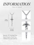 wholesale 925 Sterling Silver Tri-force Sword Pendant Necklace for Men & Women-0-3