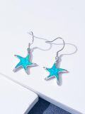 wholesale 925 Sterling Silver Starfish Blue Opal Dangle Drop Earring Beach  for Women Girls-0-1