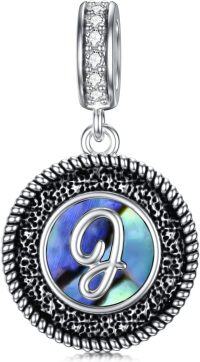 wholesale 925 Sterling Silver Abalone Shell Alphabet Charms A Z for Jewelry-J