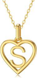 wholesale 14K Gold A Heart Initial Necklace 18 Adjustable Chain-0-0