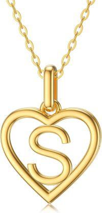 wholesale 14K Gold A Heart Initial Necklace 18 Adjustable Chain-S