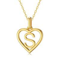 wholesale 14k Gold Heart Pendant Necklace Wholesale With Initial S-S