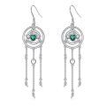 wholesale 925 Sterling Silver Emerald Green Heart & Trinity Knot Drop Earrings Celtic Jewelry for Women-0-0