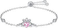 wholesale 925 Sterling Silver Birthstone Claddagh Bracelet for Women Irish Jewelry Gifts-October-Tourmaline